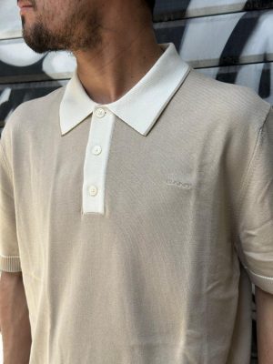 פולו גאנט סרוגה חום צווארון קרם