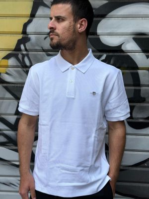 פולו גאנט לבנה בד פסים