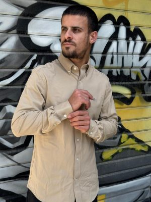 מכופתרת גאנט בצבע חום בד פיקה