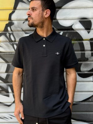 פולו גאנט שחורה בד פסים