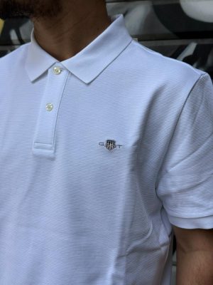 פולו גאנט לבנה בד פסים