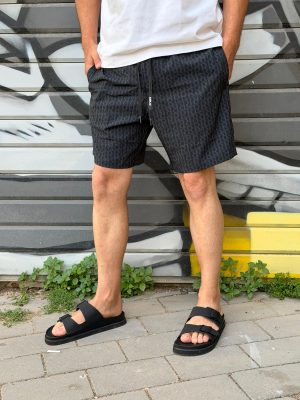 בגד ים ריפליי שחור לוגו בשרוך