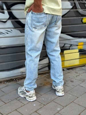 גינס אוברסייז YN צבע תכלת פס בצד
